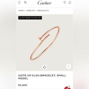 Cartier Juste Un Clou 18k Rose Gold Small Model Sz 15